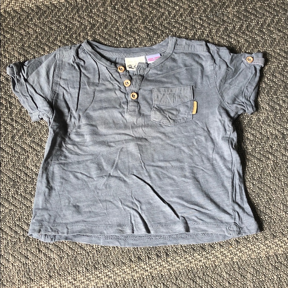 Zara Short Sleeve Henley Tee - Slate Blue